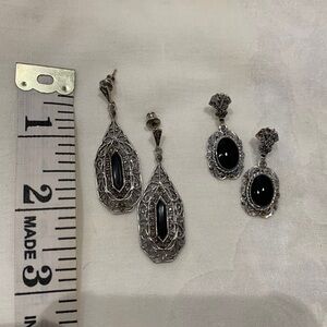 Sterling silver and onyx earrings